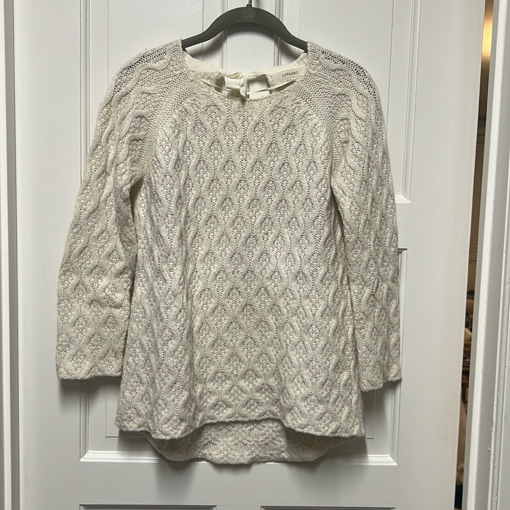 Zara Cream Knit Sweater Size S